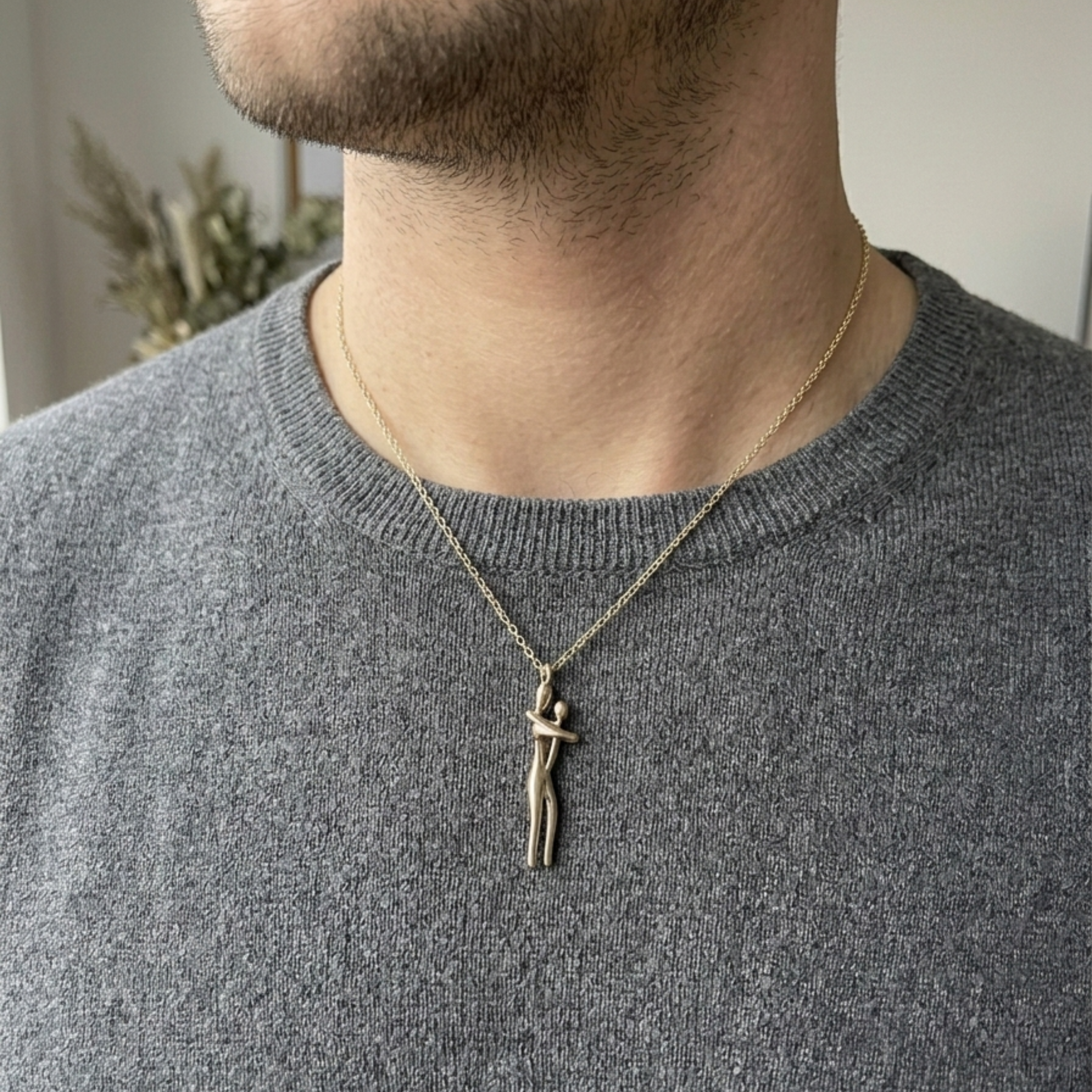Collana con Ciondolo Abbraccio Padre e Figlio