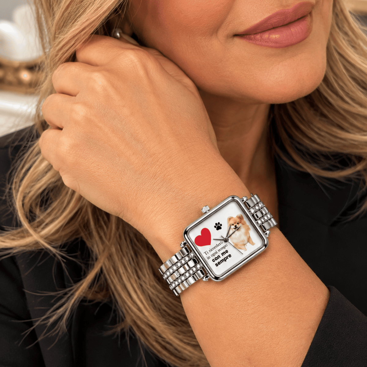 Orologio quadrato strass