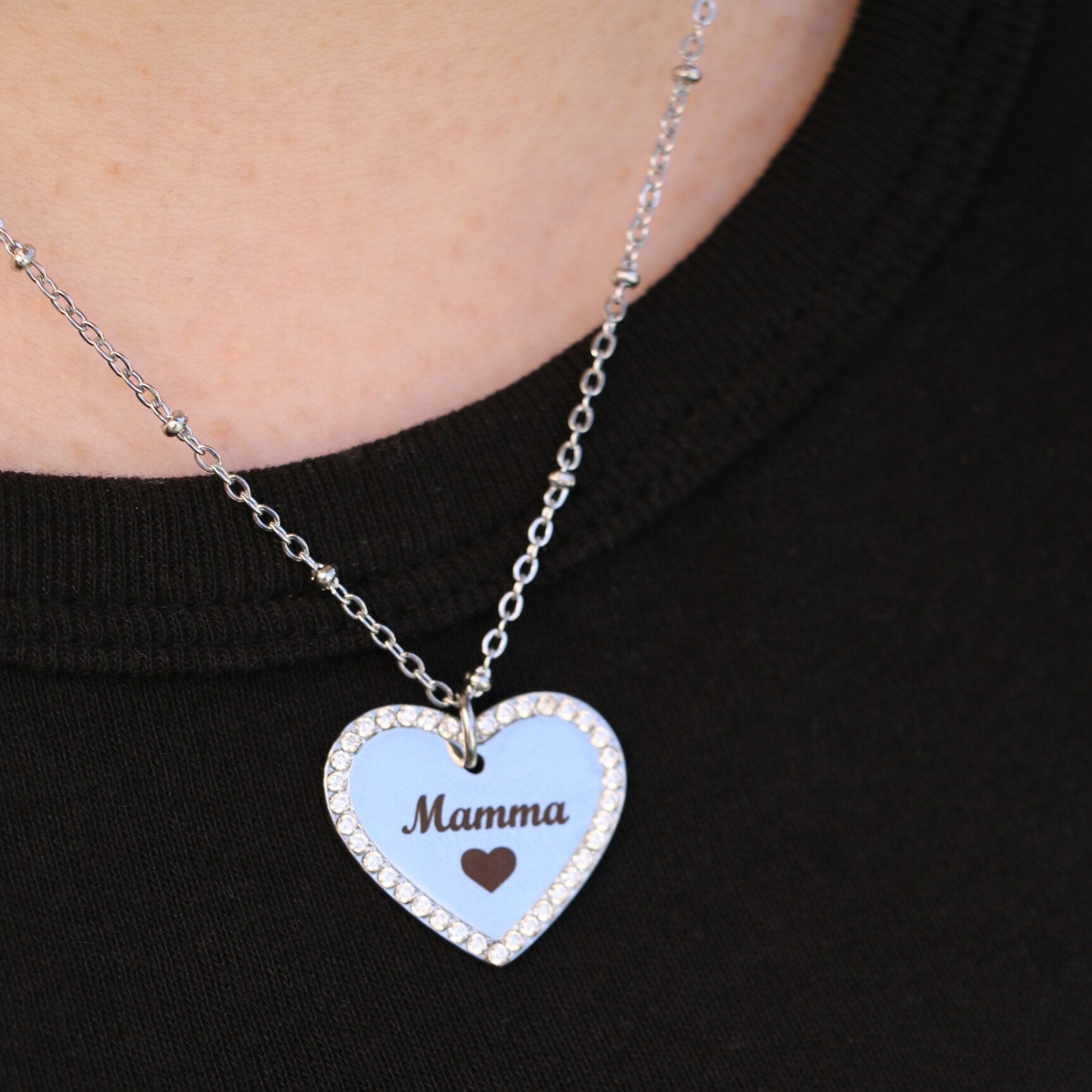 Collana Cuore Brillantinato Personalizzata