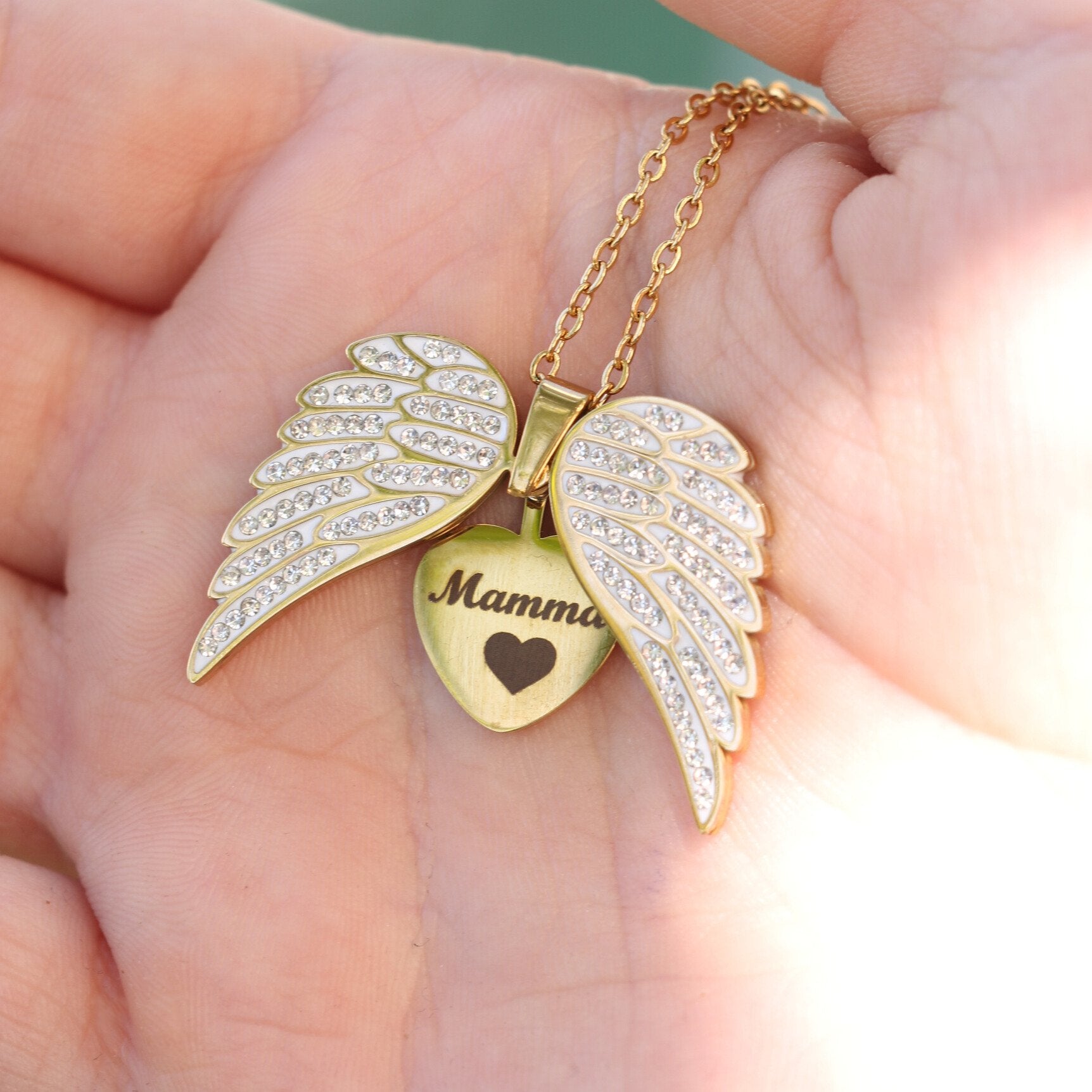 Collana Ali Di Angelo Con Incisione Personalizzata
