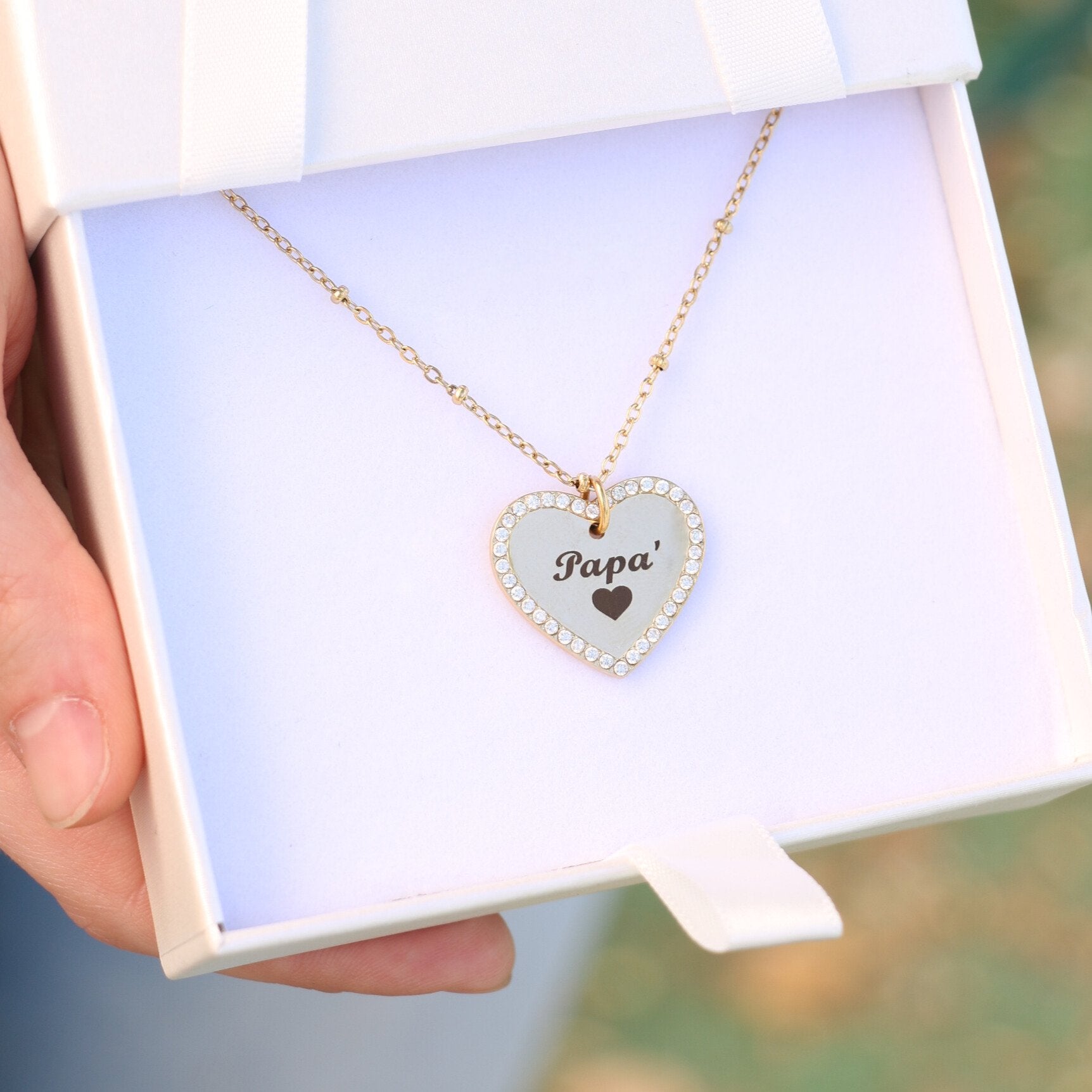 Collana Cuore Brillantinato Personalizzata