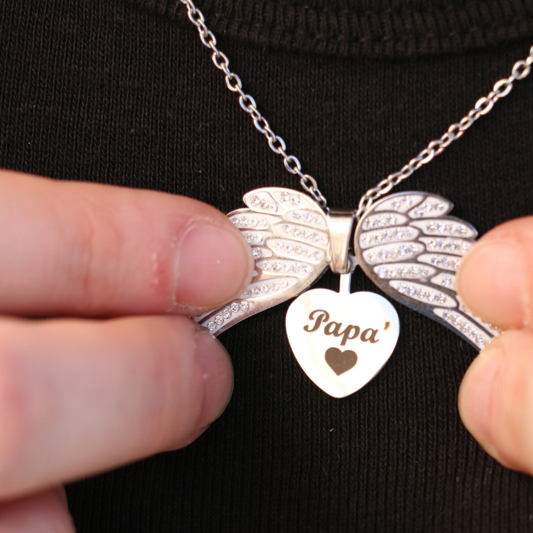 Collana Ali Di Angelo Con Incisione Personalizzata