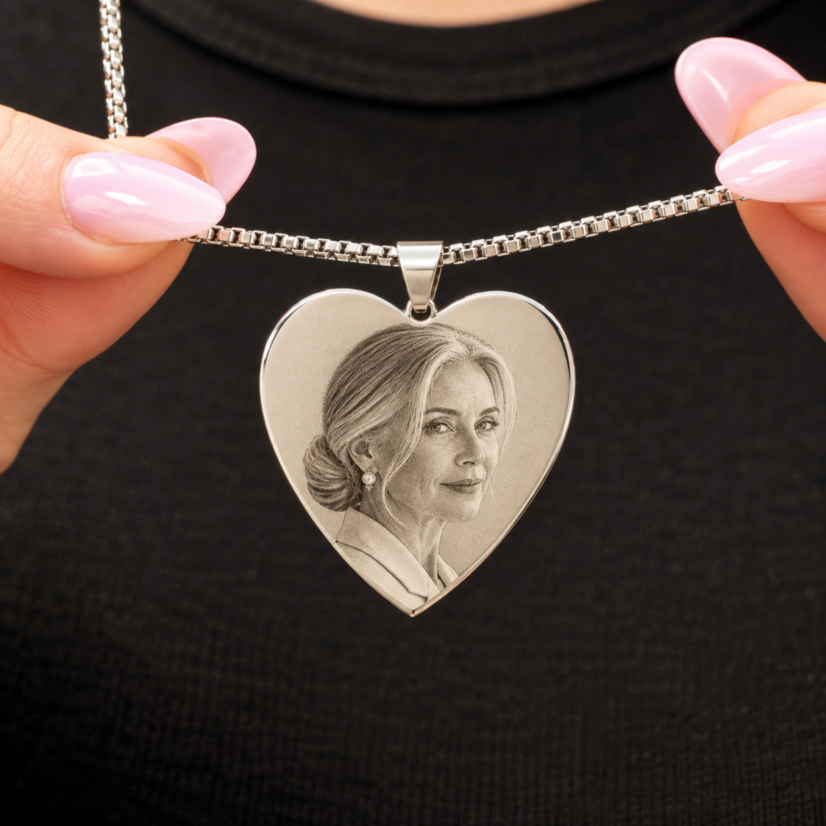 💖 Collana Cuore con Foto Incisa – Un Amore da Portare Sempre con Te