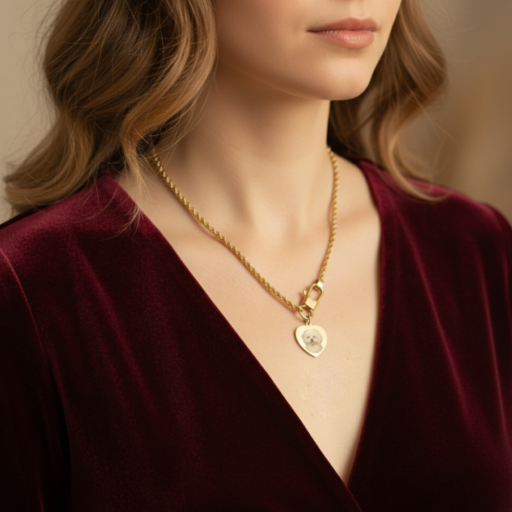 ✨ Collana Cuore Memory – Ciondolo Personalizzabile con Foto Incisa ✨