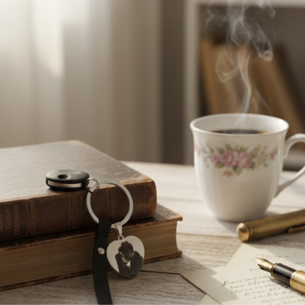 Portachiavi Coppia Con Foto e Frase Incisa 📸💖 – Il Tuo Amore Sempre Accanto