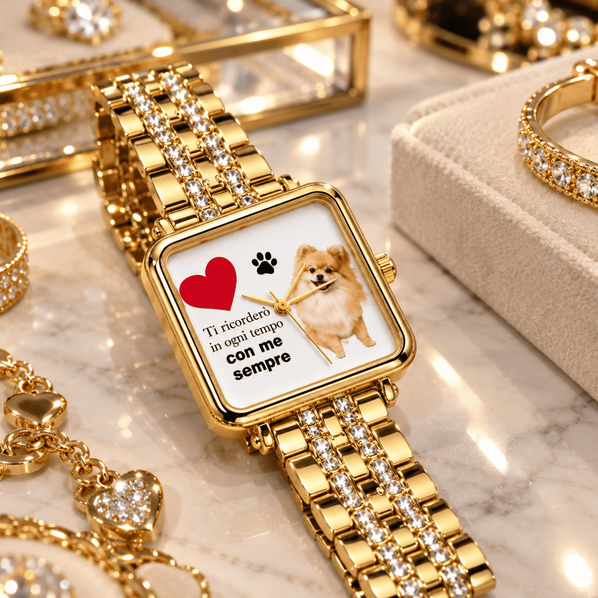 Orologio quadrato strass