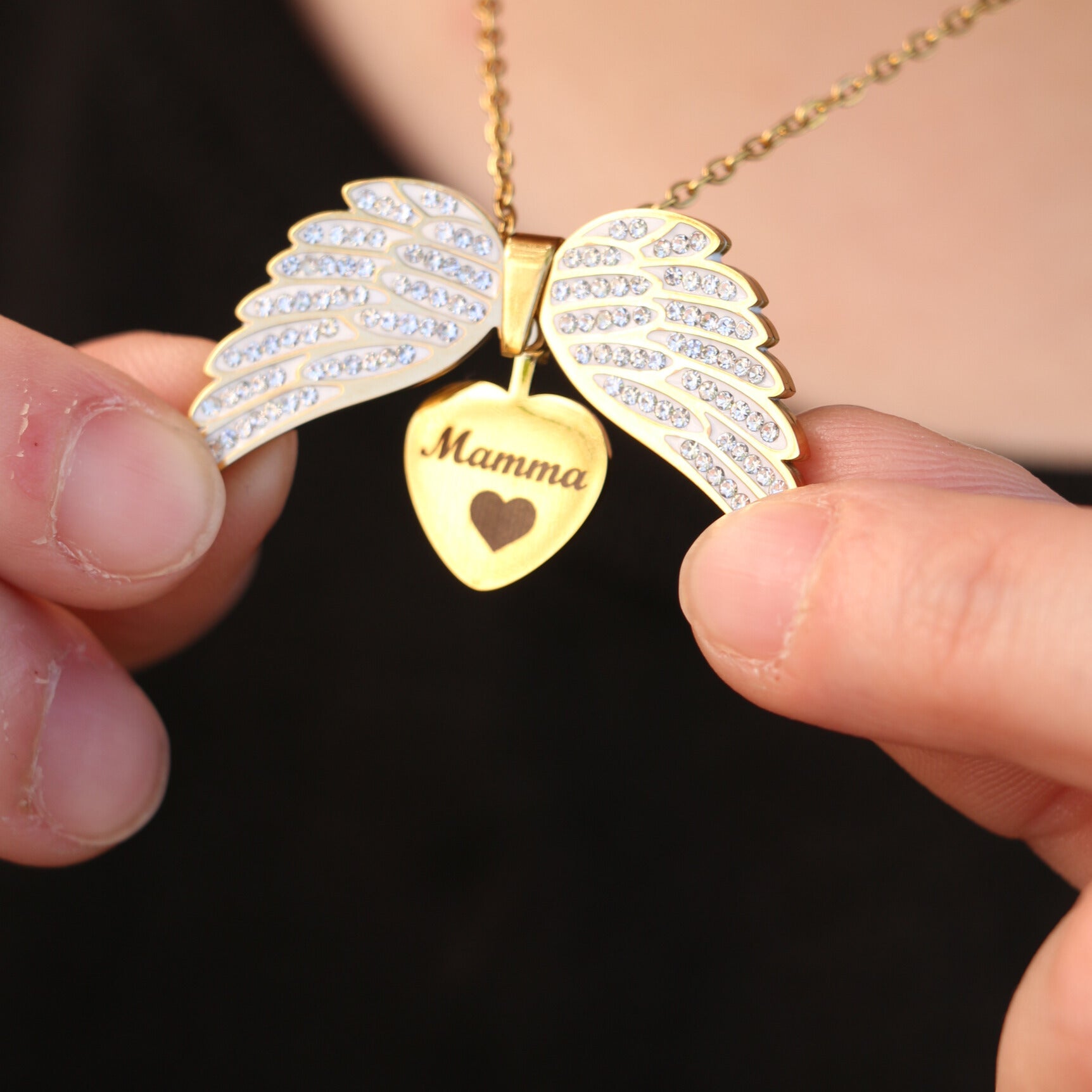Collana Ali Di Angelo Con Incisione Personalizzata