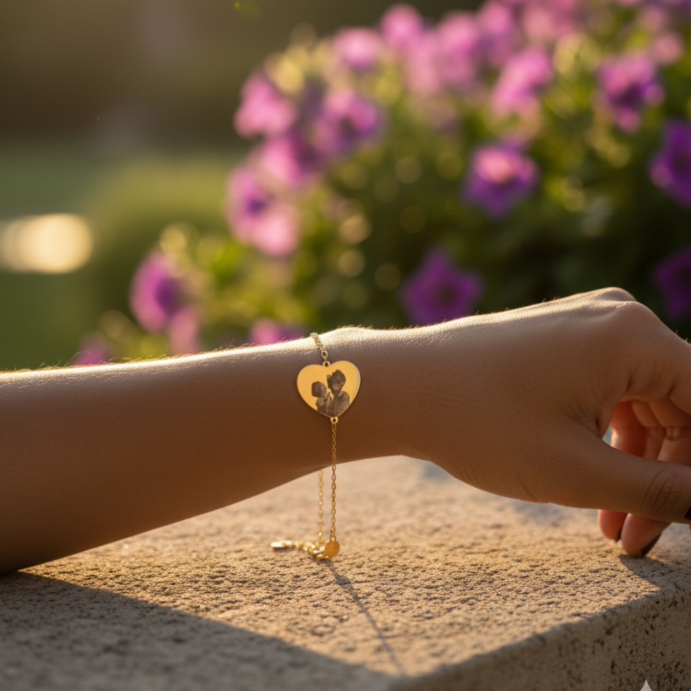 🌙 Eterno Riflesso – Bracciale con Foto Incisa Personalizzata