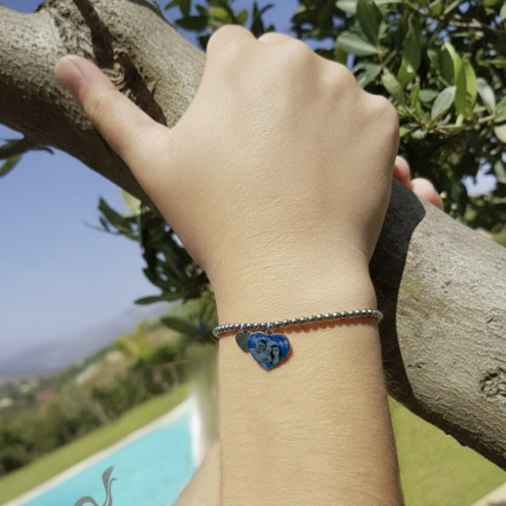 Bracciale Cuore PhotoCharm – Personalizzabile con Foto in Resina