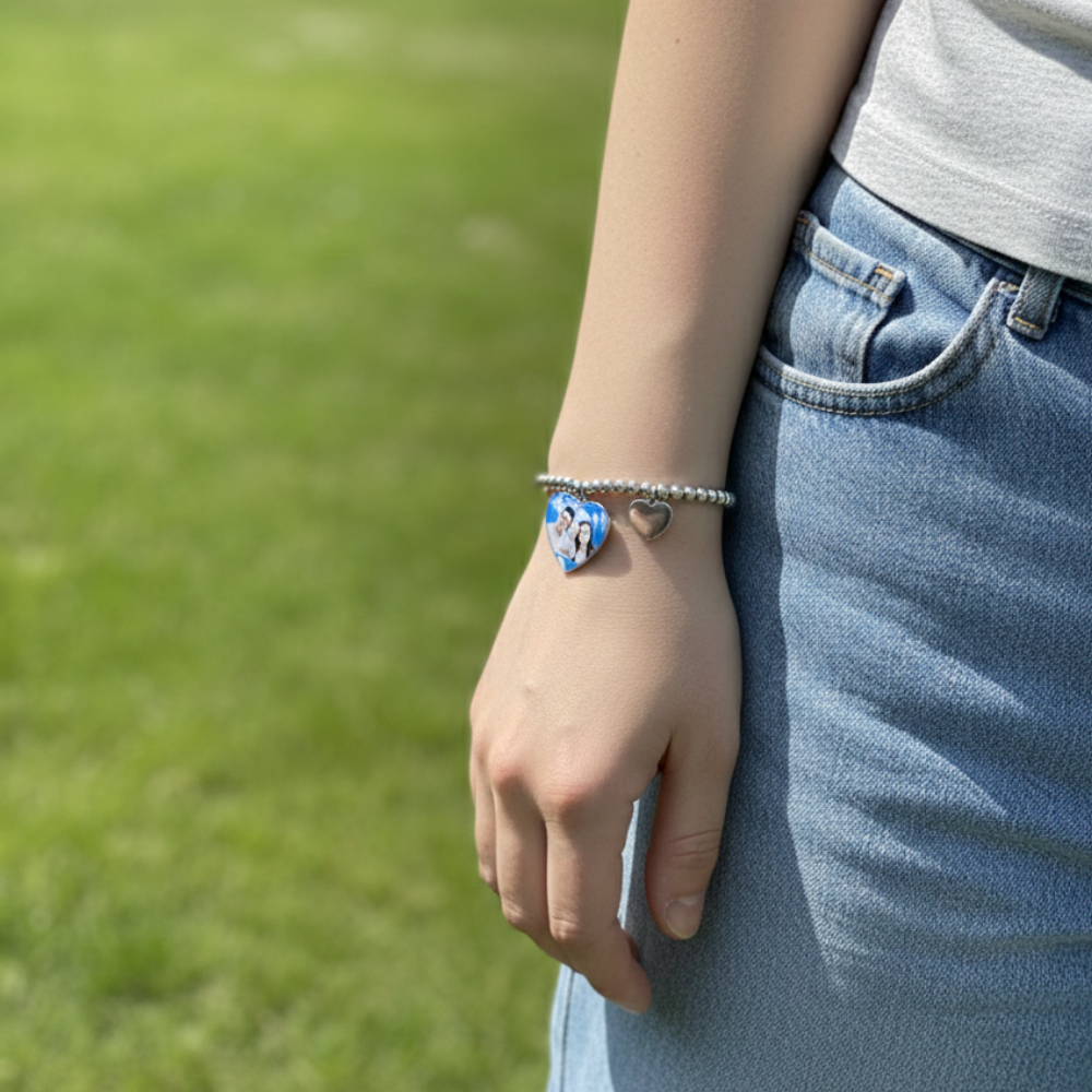 Bracciale Cuore PhotoCharm – Personalizzabile con Foto in Resina