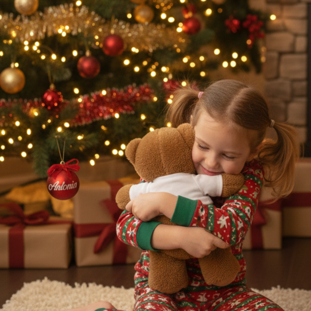 🎄🧸 Orsetto del Cuore – Con Pallina Personalizzata ❤️✨