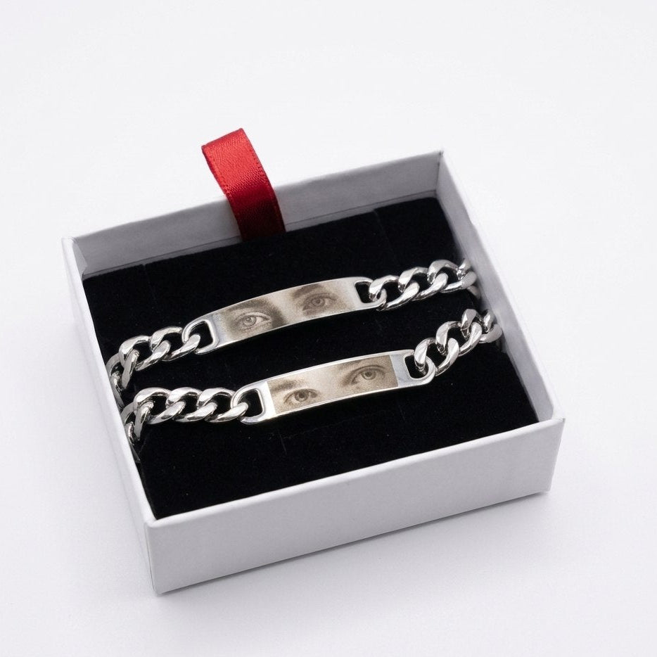 2 x Bracciali Coppia Personalizzati con Occhi Incisi – Legame Eterno da Indossare 👀❤️
