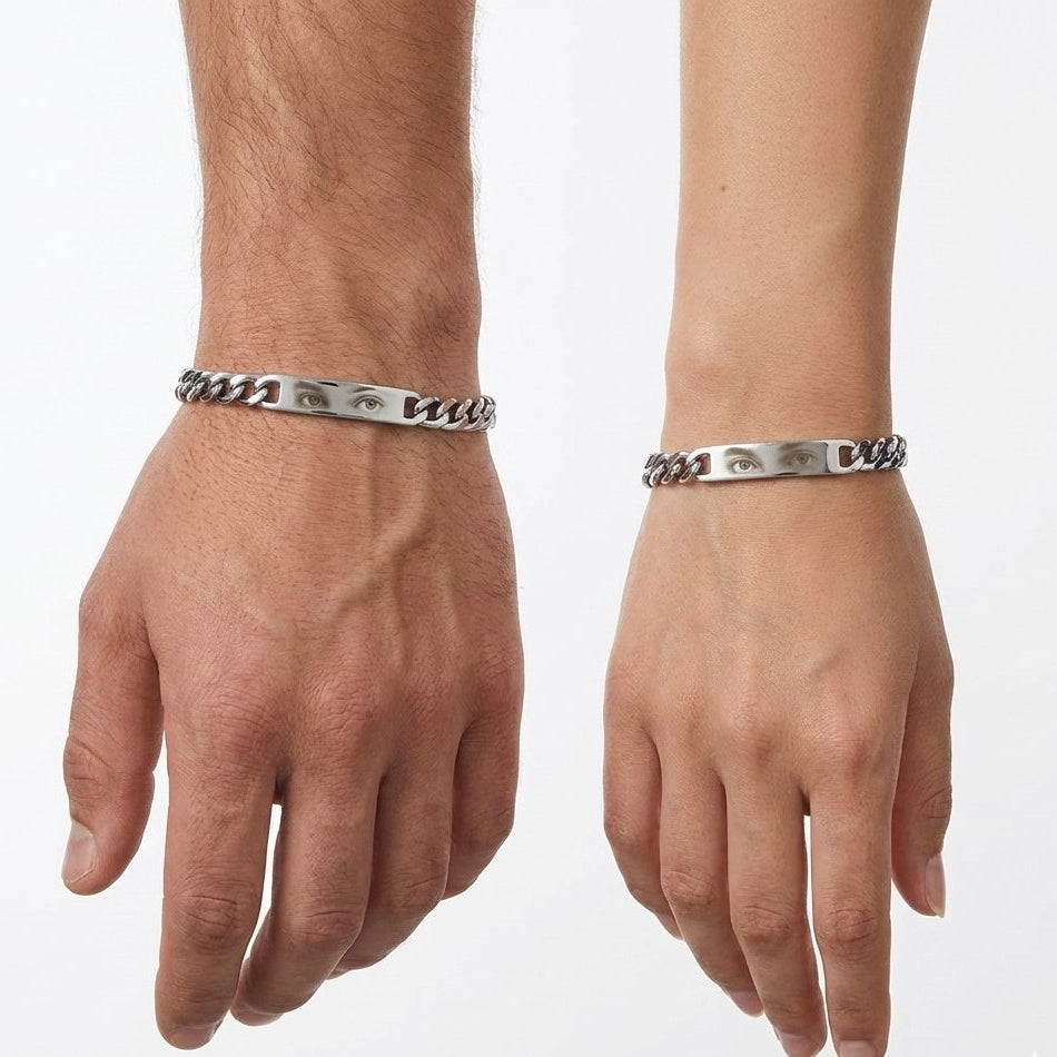 2 x Bracciali Coppia Personalizzati con Occhi Incisi – Legame Eterno da Indossare 👀❤️