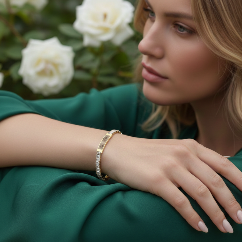 Coppia Bracciali Occhi Incisi Oro & Argento – Legame Eterno con Frase Personalizzata 💑